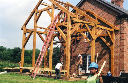 Assembled frame, an addition to period brick residence.