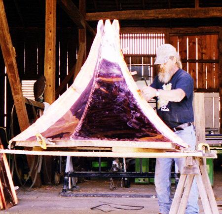 Detail installation of copper sheet metal for Libertytown cupola.