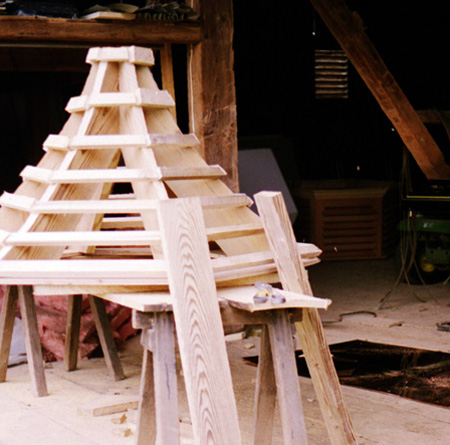 Framing for cupola on Libertytown project.