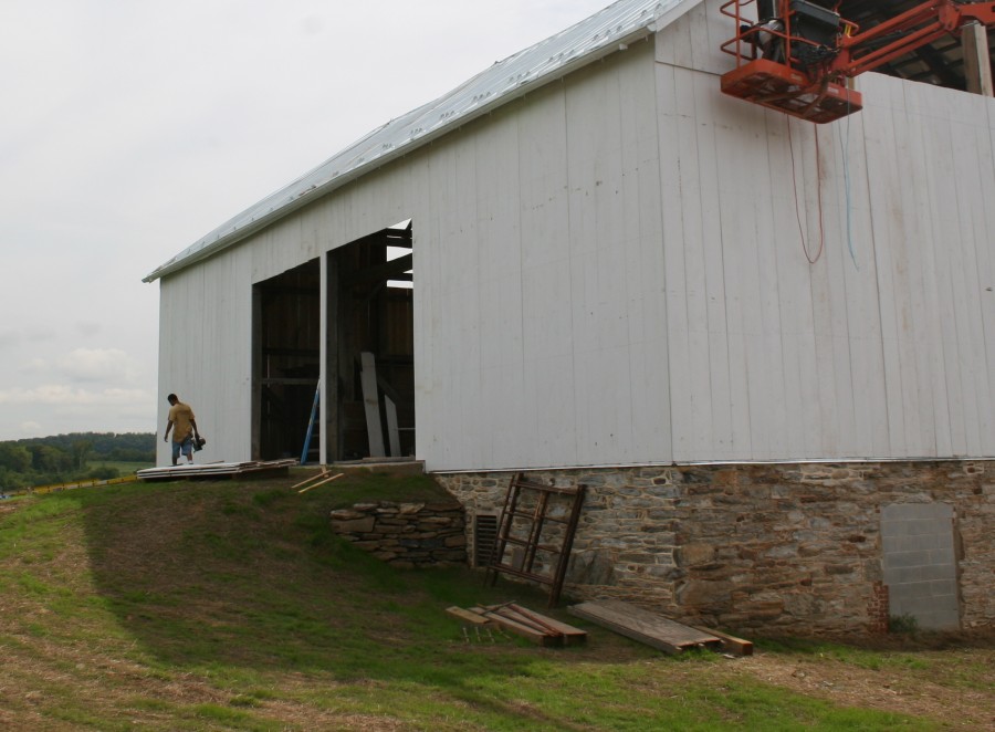Bank Barn Restoration, Timber Frame, Masonry, Sheet Metal Roof
