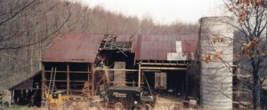Dahlgren Street barn restoration project, shortly before the beginning of the rescue and restoration project. 