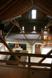 Bird's Eye View From New Loft Spaces Down to Kitchen on the Old Threashing Floor