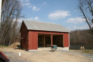 Poplar Siding Going On -- Terne Roof Before Painting