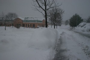 Dawn...or dusk...shows lots of snow left to move
