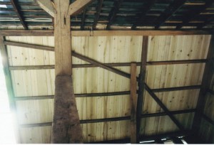 Interior View of New Siding -- Also Note Unusual Bracing Pattern