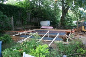 Foundation Footings Dug and Ready for Concrete.  (Did I mention the site is TIGHT?)