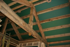 Smooth Wallboard Sets off the Rough Framing Members
