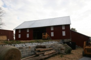 Barn bridge side complete except for new sliding doors.