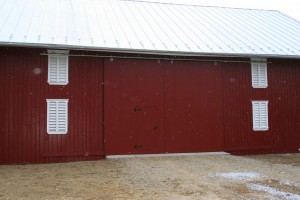 New Barn Bridge doors hung on cannonball style slider track.